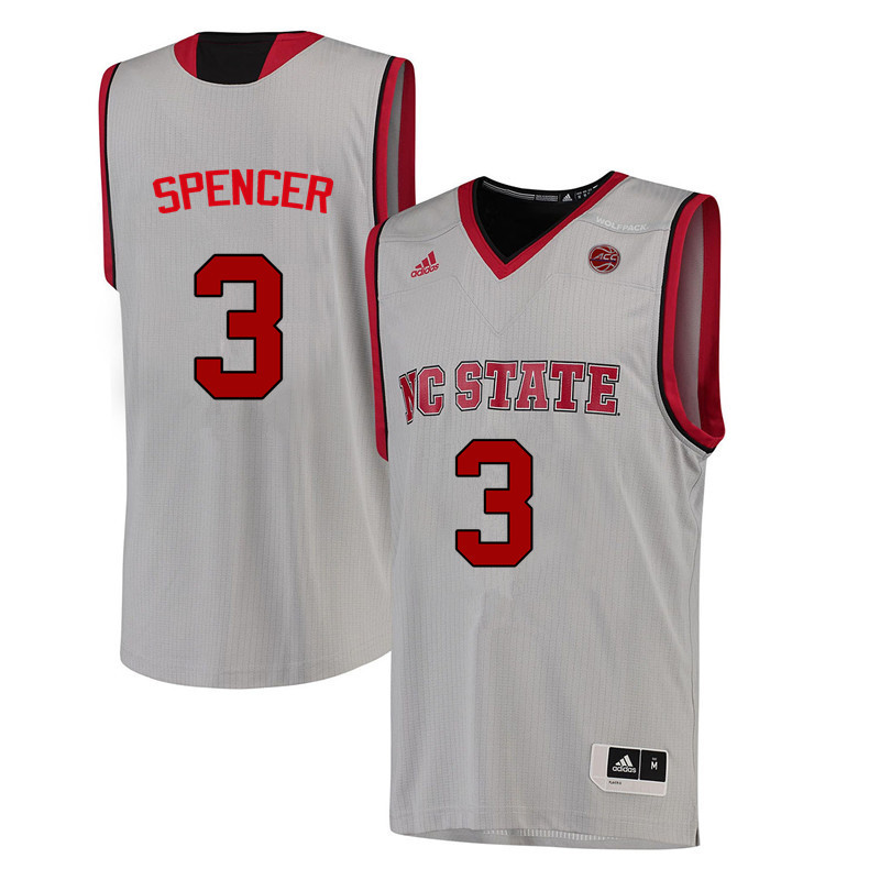 Men NC State Wolfpack #3 Miah Spencer College Basketball Jerseys-White